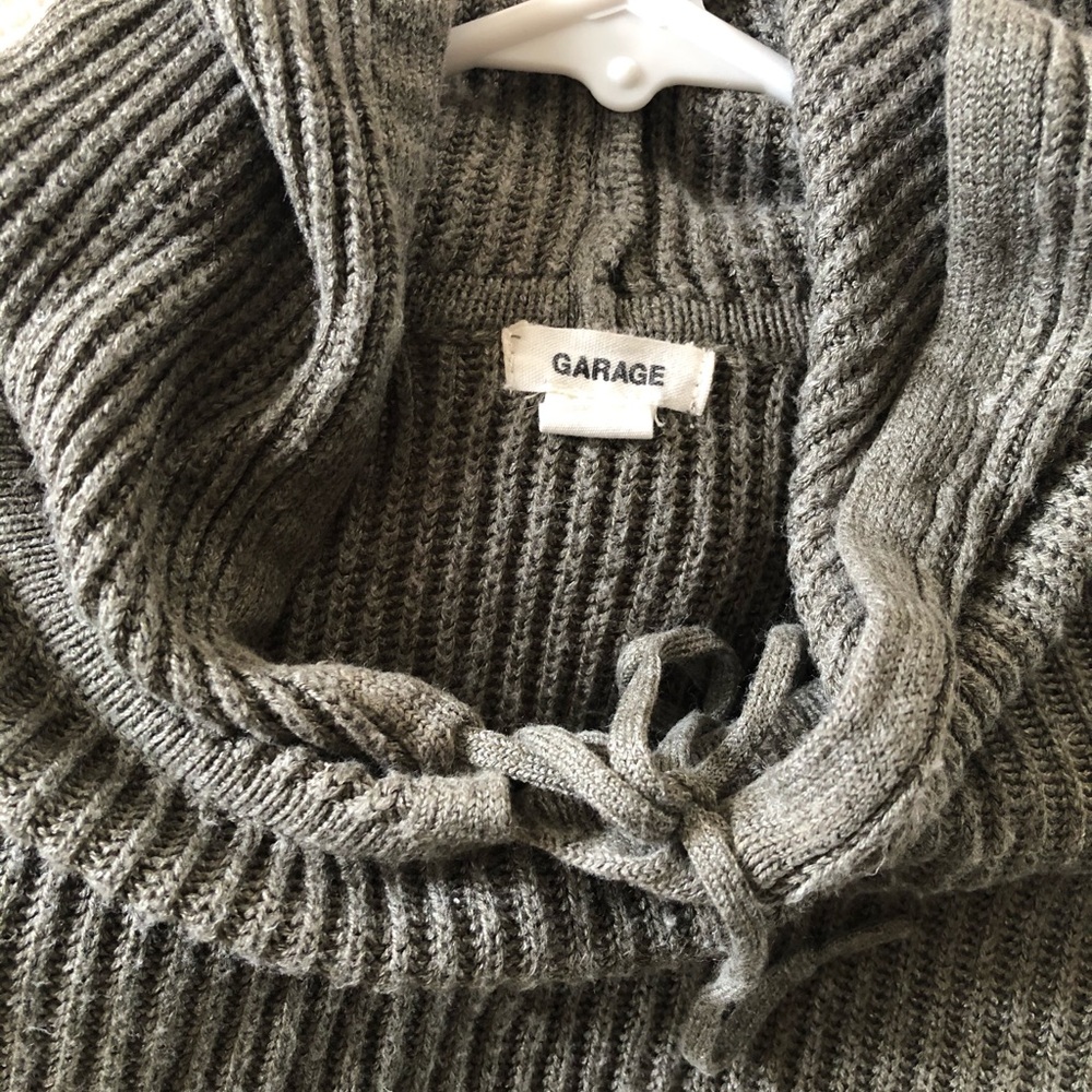 Garage hoodie. Grayish/greenish color.